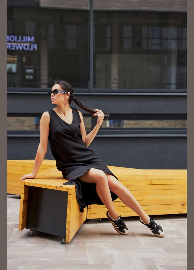 Чорна сукня 24.2366 one size AKSAN однотонна