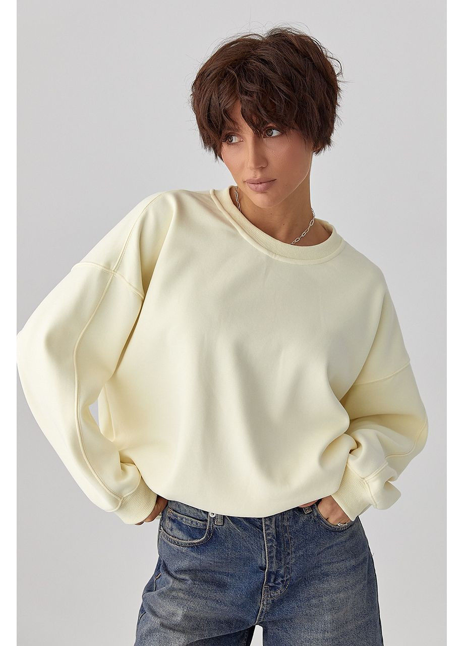 Жовтий однотонний світшот з плюшевим начісом - рожевий колір Lurex (364967931)