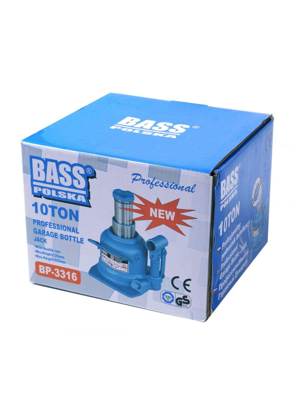 Бутылочный домкрат 10T, двухпоршневой Bass Polska 3316 No Brand (368698258)