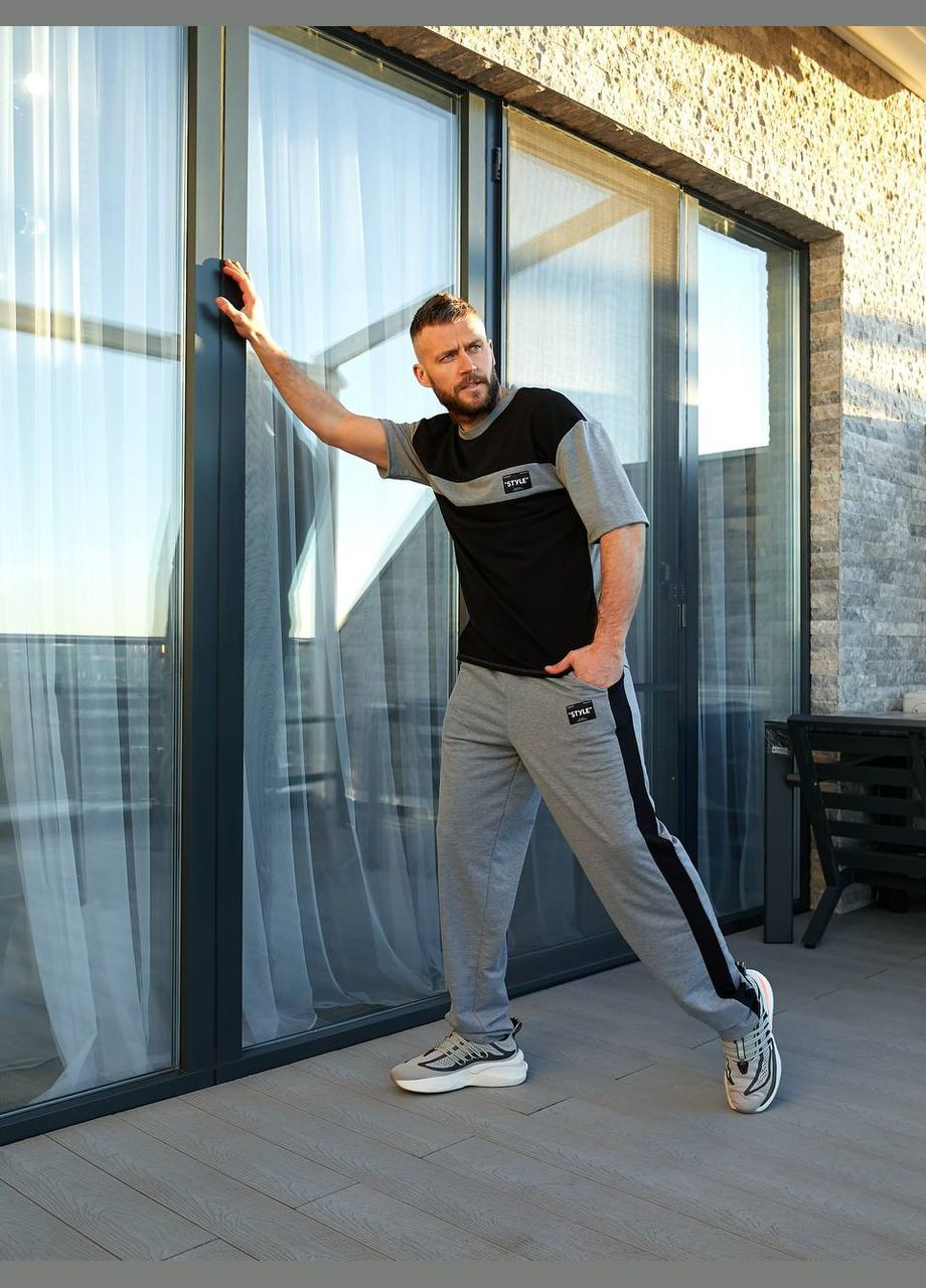 Сірий костюм двунитка штани та футболка No Brand