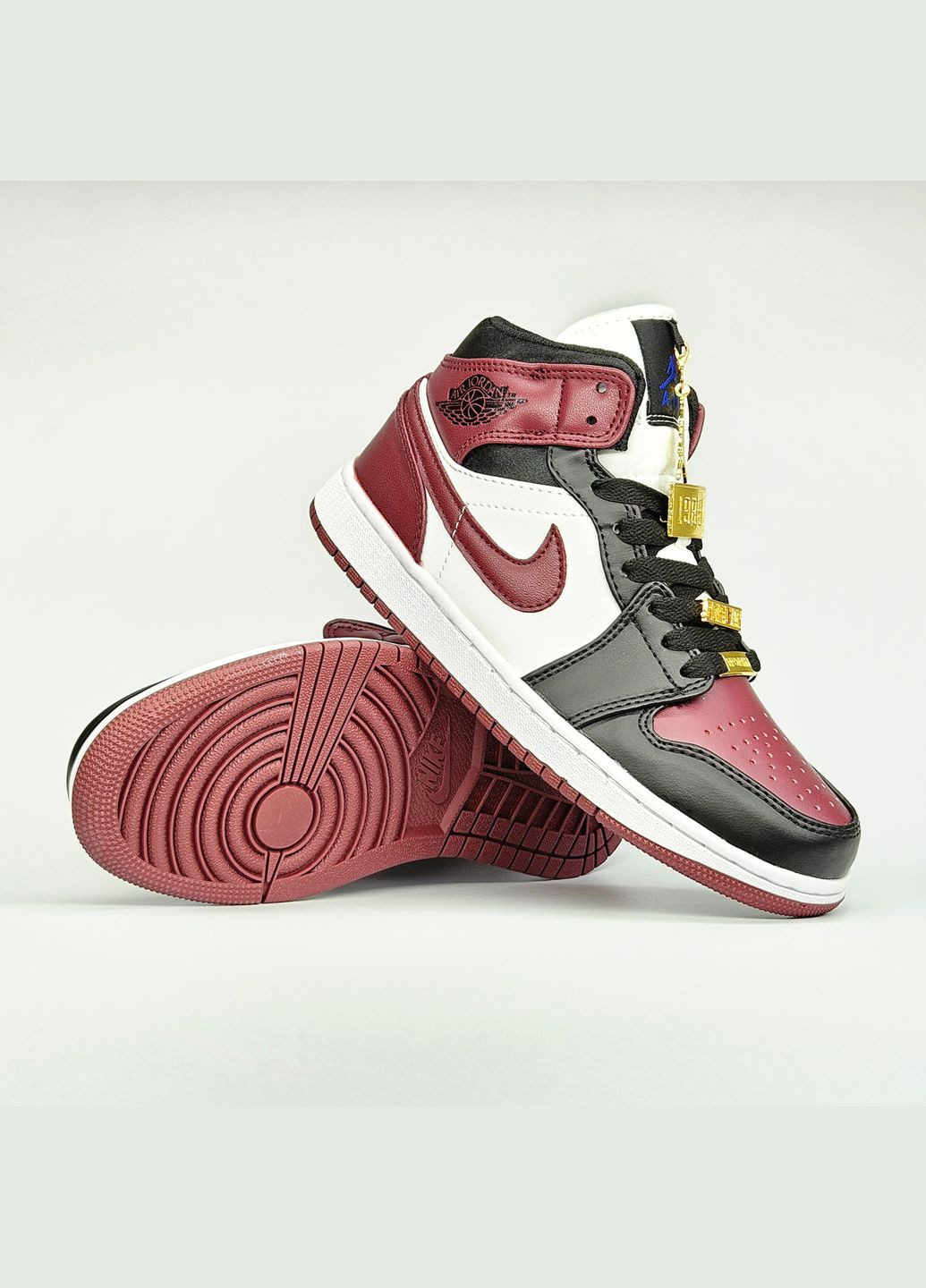 Бордовые всесезонные кроссовки мужские и женские nike air jordan retro 1 burgundy | найк аир джордан ретро 1 бордовые No Brand