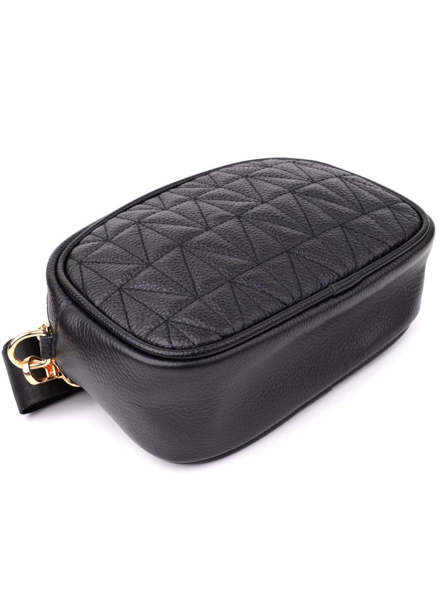 Компактна стьобана сумка для жінок з натуральної шкіри 22894 Чорний Vintage (356670891)