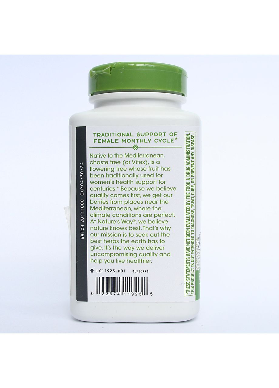 Плоди вітексу, фітодобавка при ПМС, Vitex,, 400 мг, 320 веганських капсул Nature's Way (366734385)