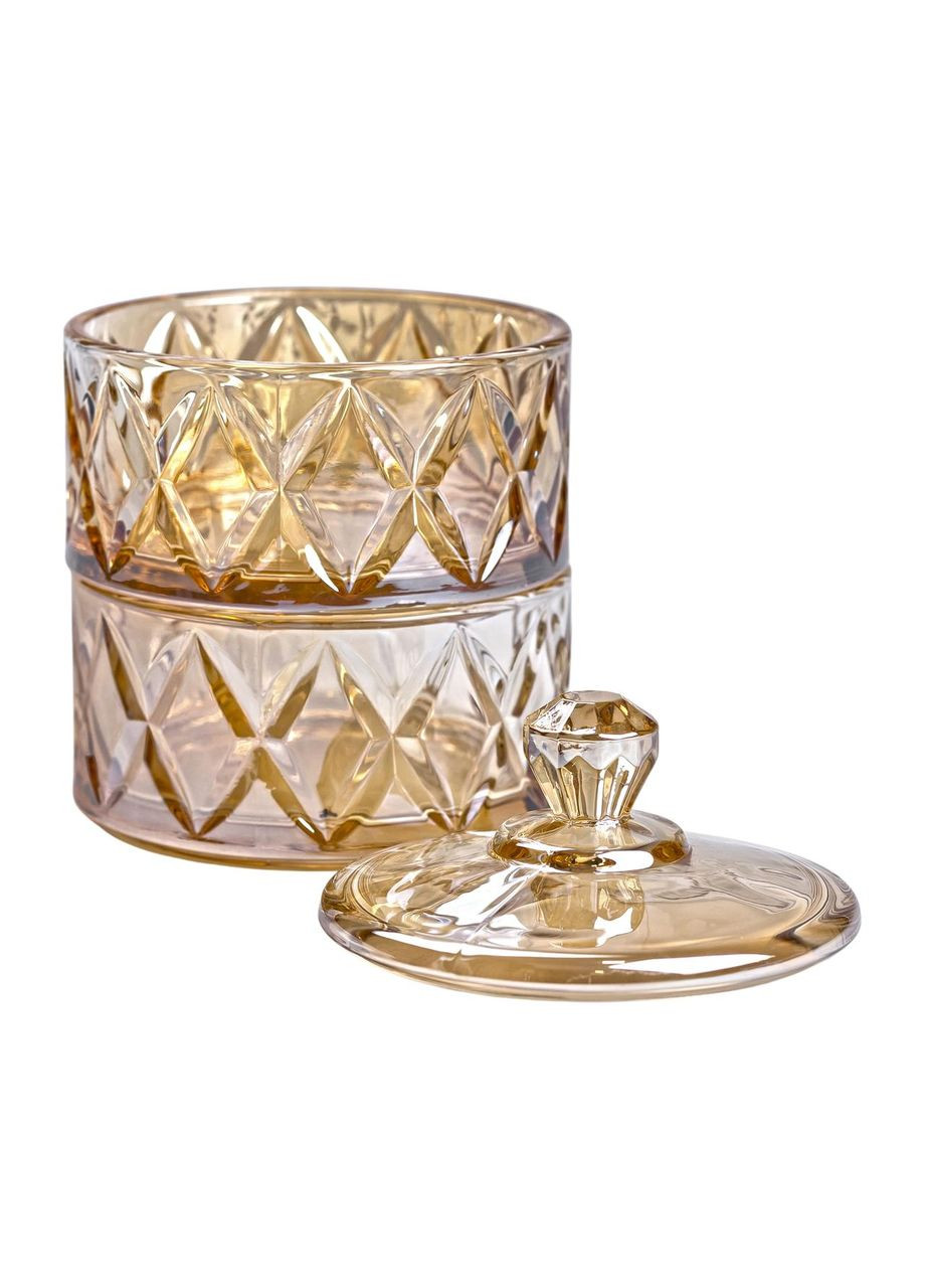 Конфетница стеклянная с крышкой двухуровневая Ø 10 см ваза конфетница коричневая HP-YH-81 Yiwu (370707096)