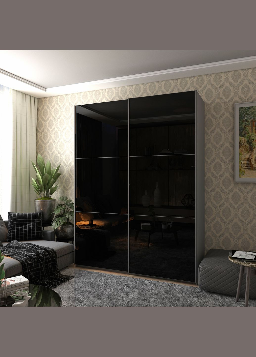 Шафа-купе двохдверна G-Caiser 180х60х240 см /2 Чорних скла (DRS-011030) Doros (361998920)