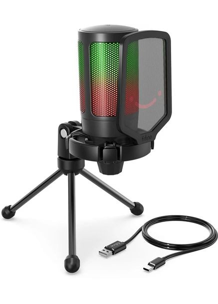 Микрофон конденсаторный настольный игровой A6V AMPLIGAME (A6V) с поп-фильтром / Black Fifine (351503885)