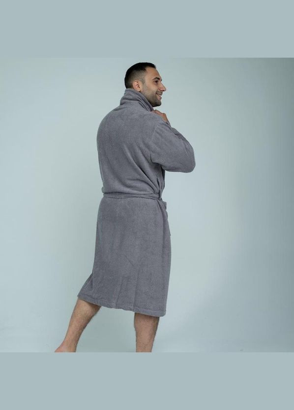 Халат махровий чоловічий на запах Сірий (П4К-lel-mahra-004-02) No Brand (308864417)