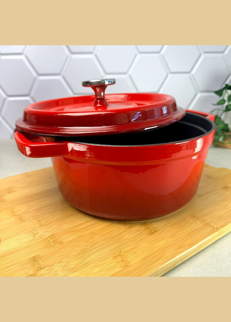 Чавунна каструля 3.8 л Червона Essen для всіх видів плит Ringel (303211590)