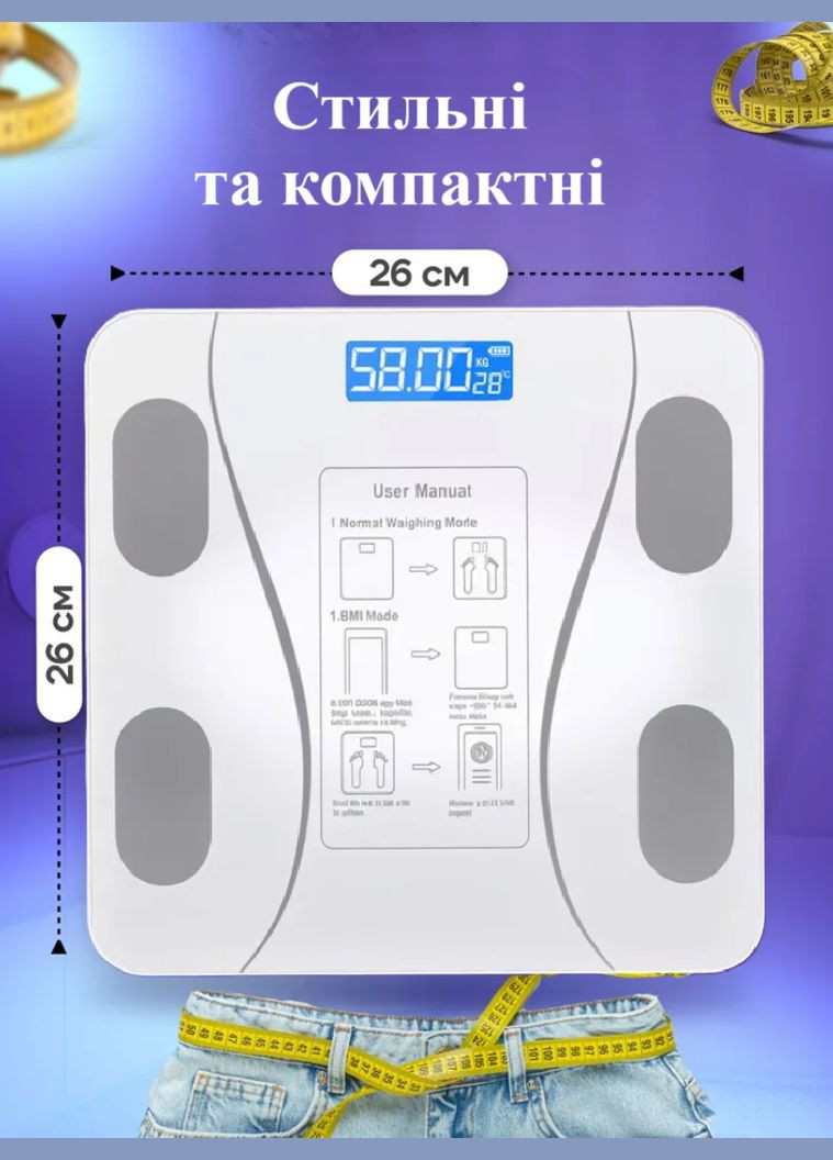Підлогові електронні ваги A5250 до 180 кг платформна з РК дисплеєм Bluetooth розумні смарт ваги з додатком VTech (339678861)