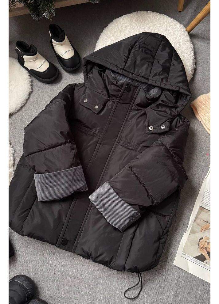 Комбінована демісезонна курточка для хлопчика демісезонна колір чорний 10972 No Brand