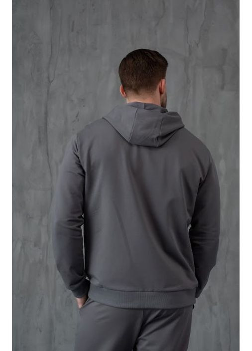Толстовка чоловіча однотонна капюшон блискавка кармани М сіра Dias (363053843)