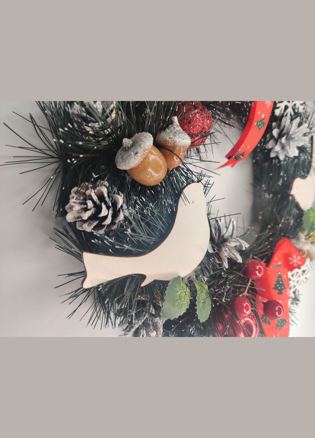 Рождественский новогодний венок 30см. с Натуральным декором Праздничный для интерьера, дверей, стола в Фирменной Vela (273469383)