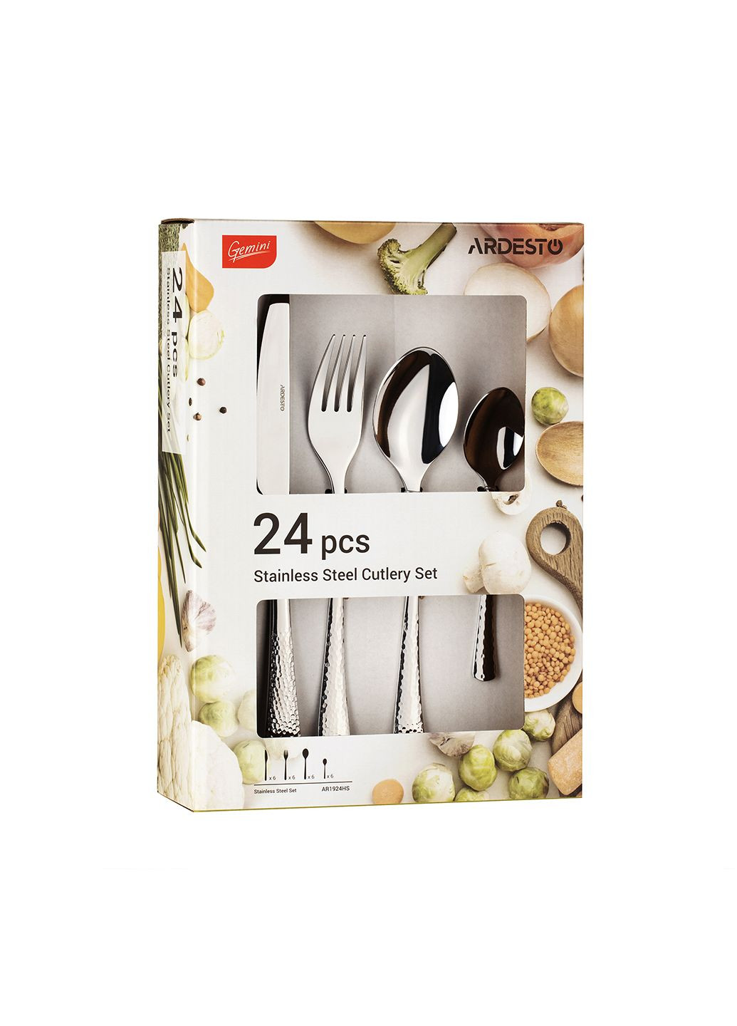Набор столовых приборов 24 пр. Gemini Hammered AR1924HS Ardesto (306514442)