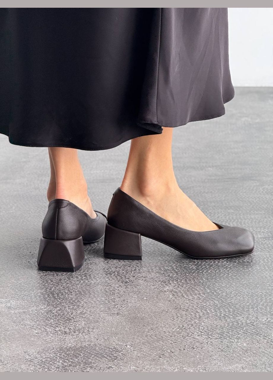 No Brand Стильні жіночі туфлі темно-коричневий з натуральна шкіра, — демісезон (324646523)