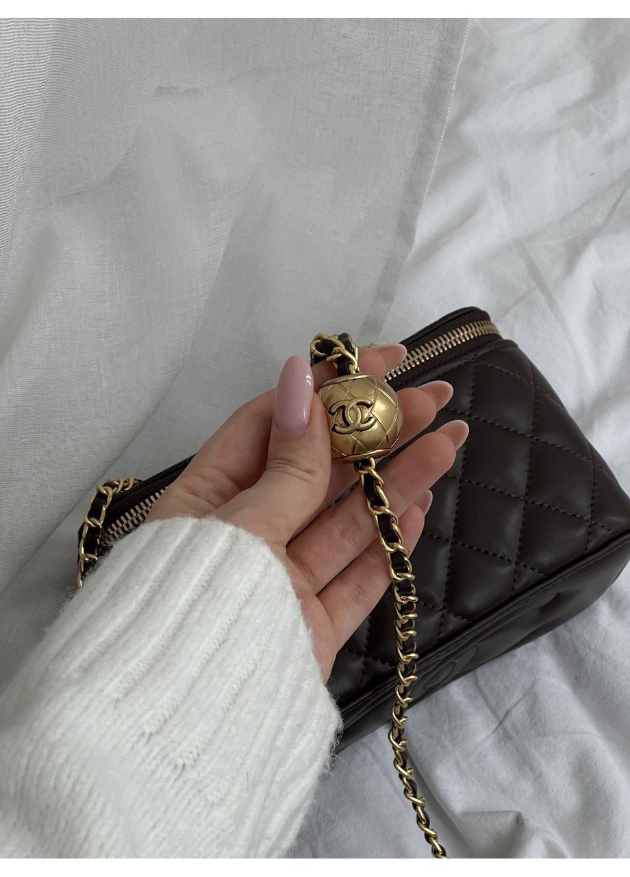 Сумка женская клатч Classic Lambskin Pearl Crush Vanity Bag Prem шоколадный классический No Brand (369934880)