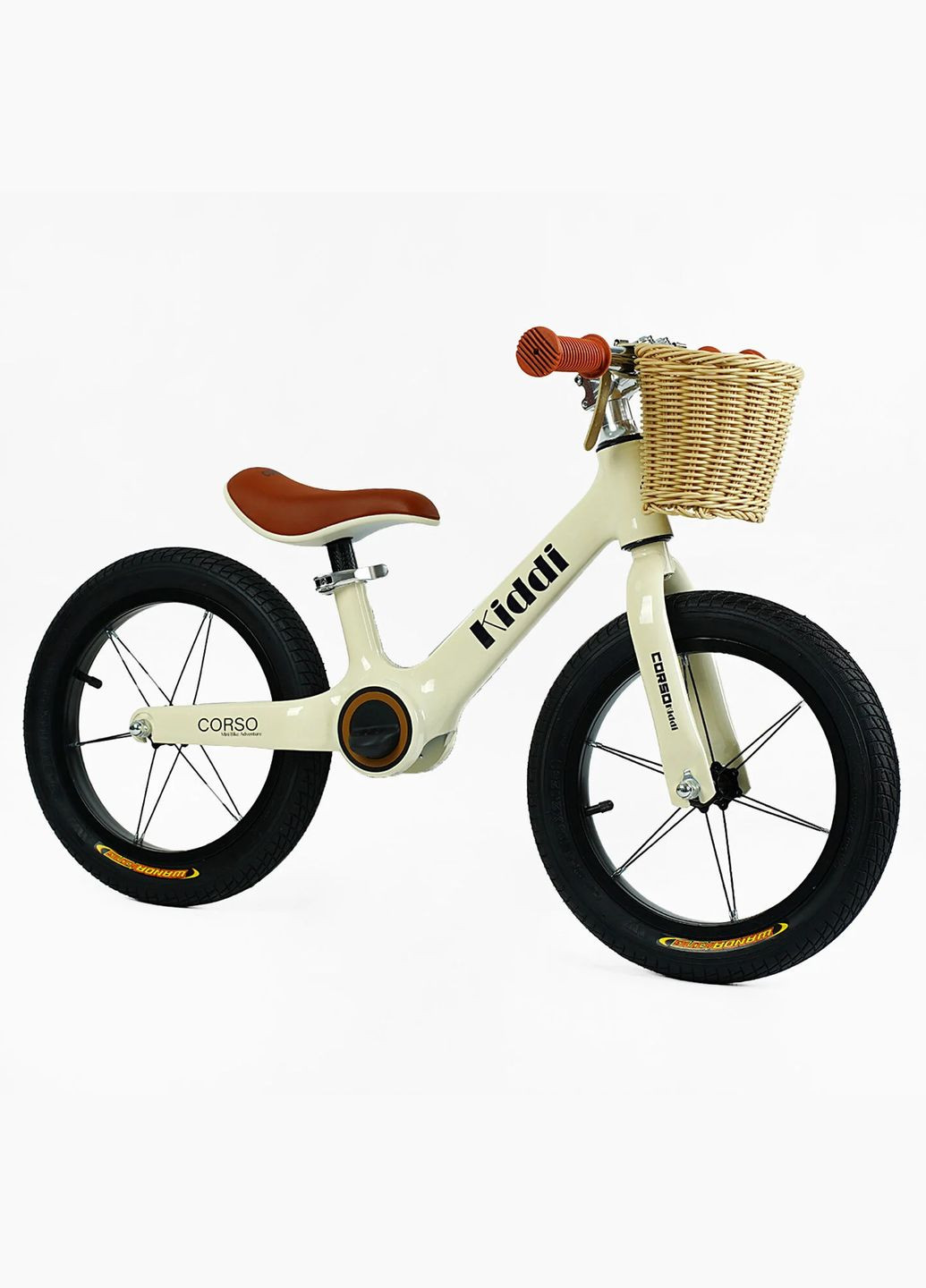 Дитячий велобіг KIDDI LT-14104. Магнієва рама, надувні колеса 14", підставка для ніг, кошик Corso (290668421)
