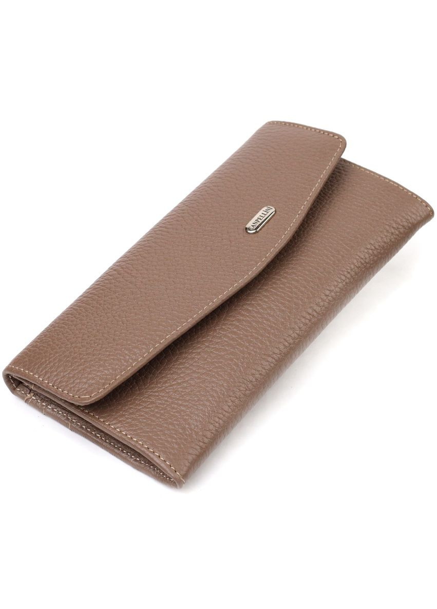 Жіночий гаманець із натуральної шкіри флотар із монетницею 21695 Бежевий Canpellini (306881595)