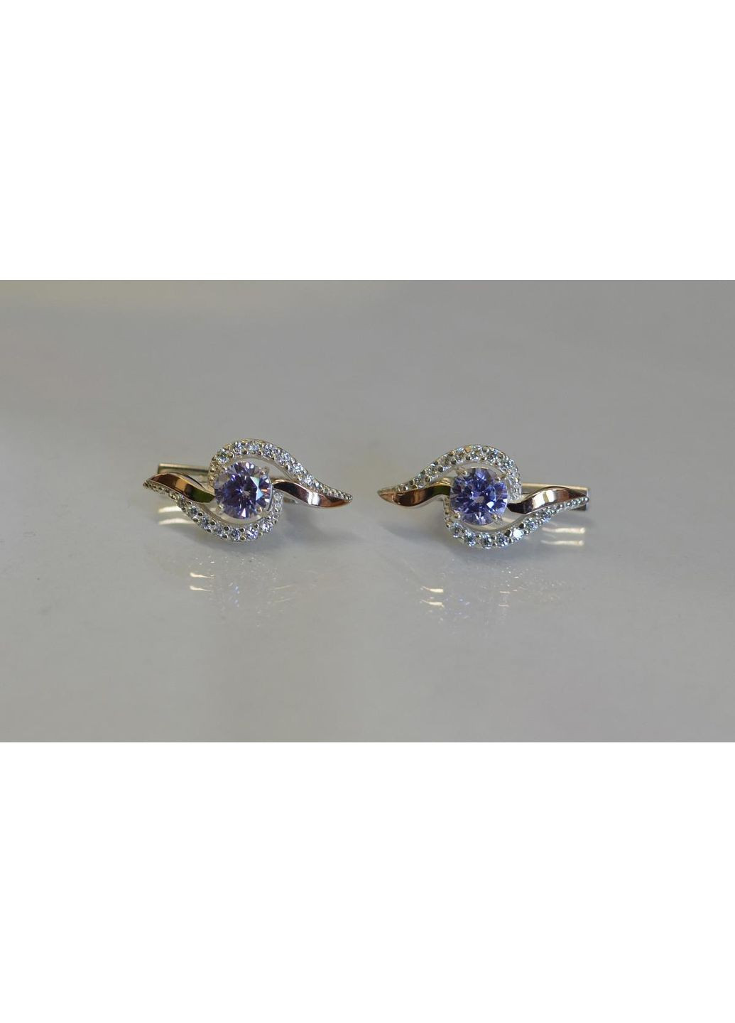 Срібні сережки з накладками з золота Silver Style (367112721)