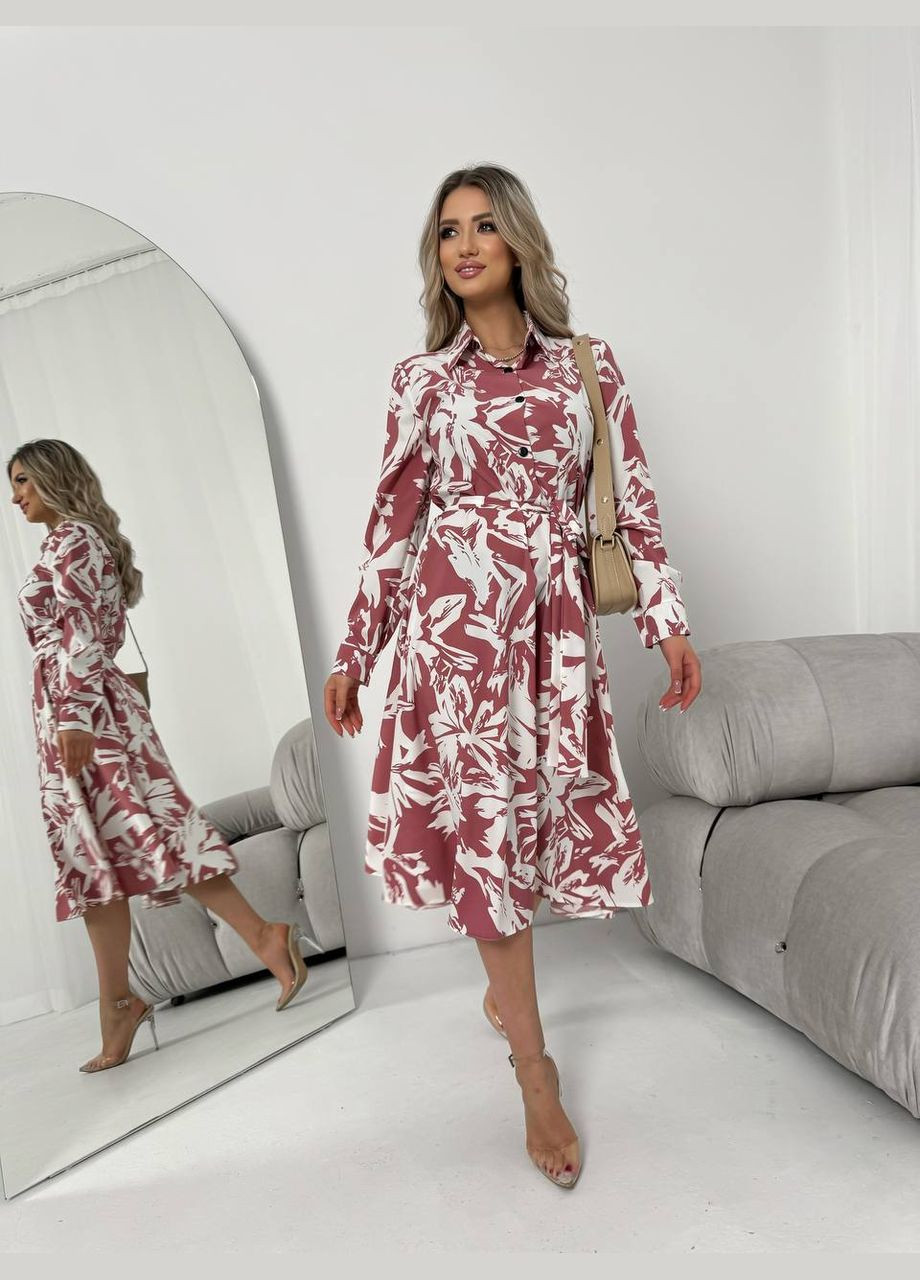 Розовое женское платье из шелкового софта цвет пудра р.42/44 454116 New Trend