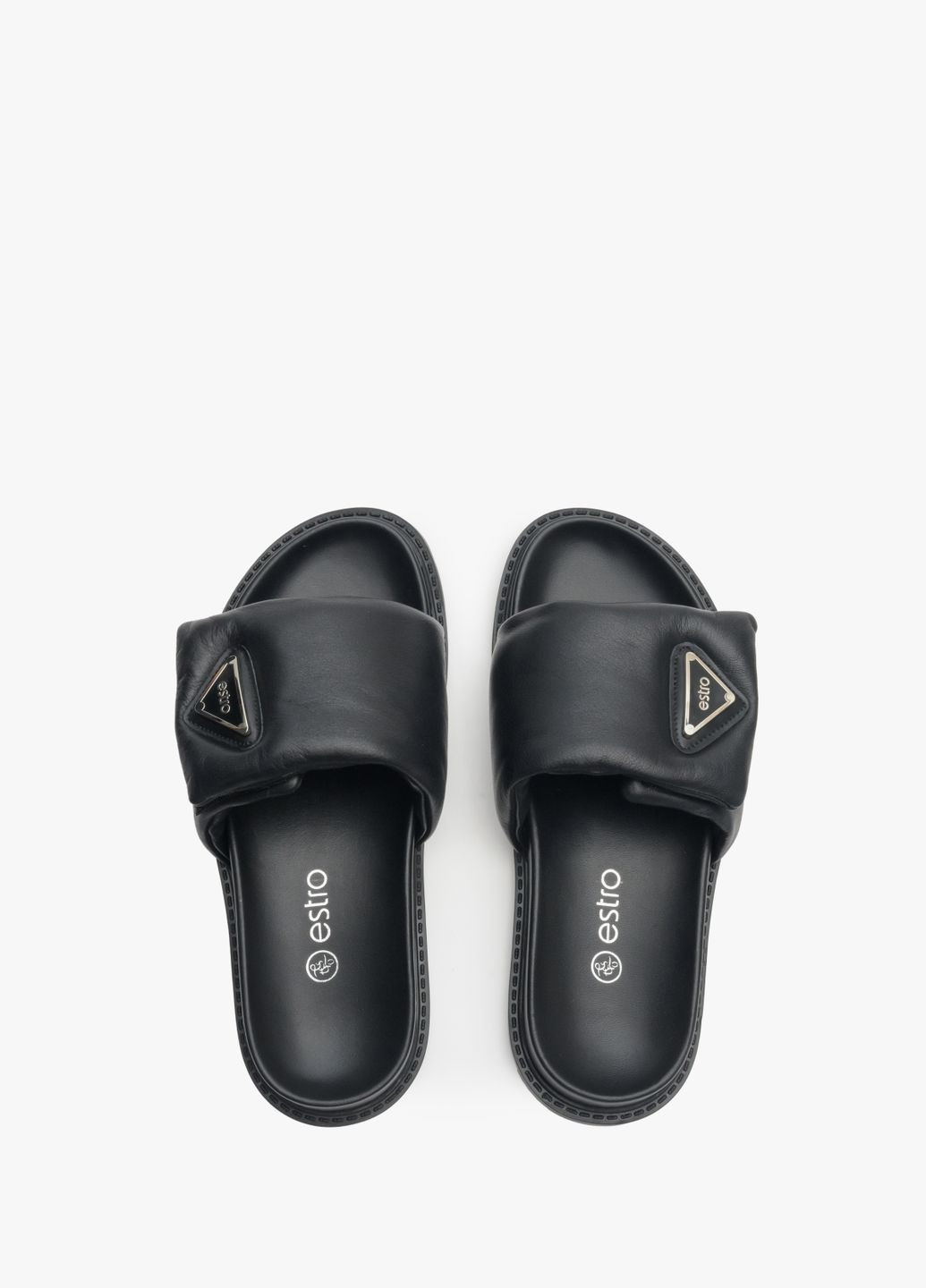 Черные шлепанцы, цвет черный Estro