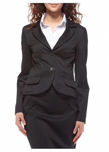 Черный женский полушерстяной жакет без подкладки ж05 2 Льва - демисезонный