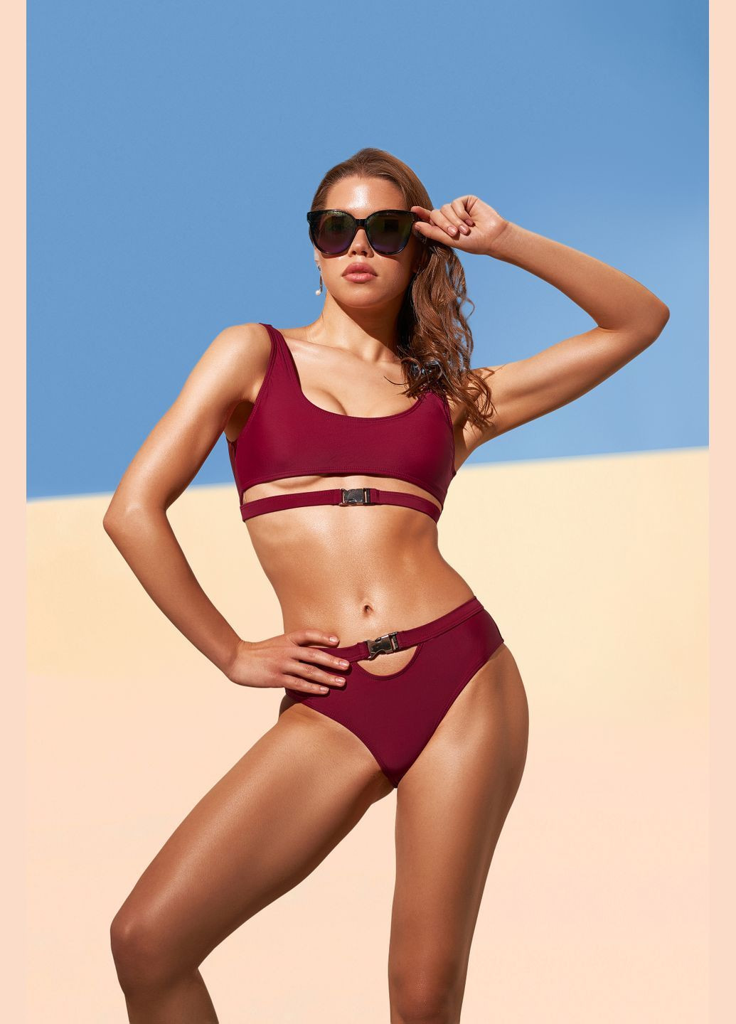 Бордовий літній купальник No Brand