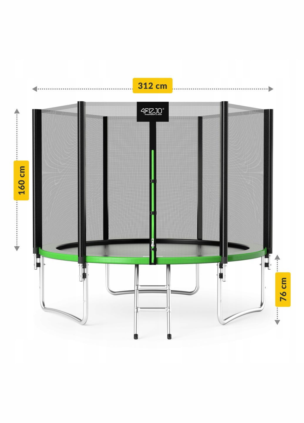 Батут із зовнішньою сіткою Classic 10FT 312 см Black/Green () 4FIZJO P-5907739314130 (344588334)