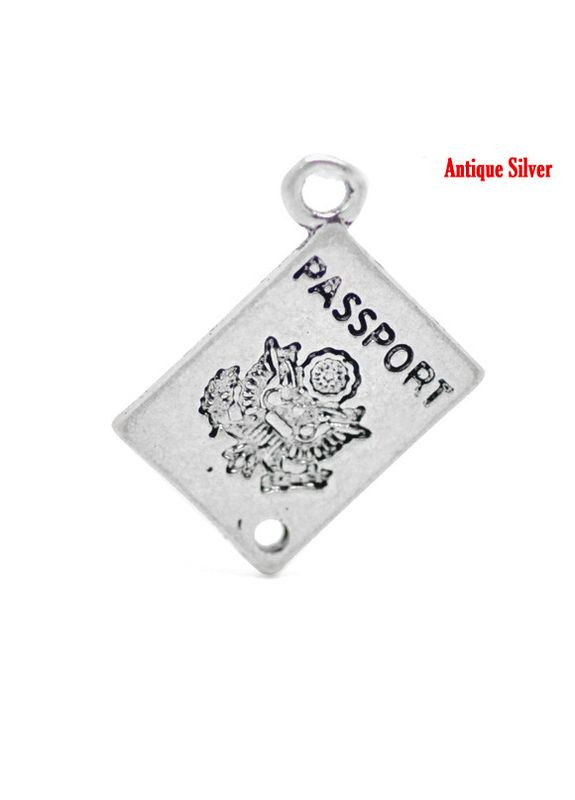 Підвіски металеві Кулон паспорт Античне срібло 18 мм x 12 мм Finding (334011457)