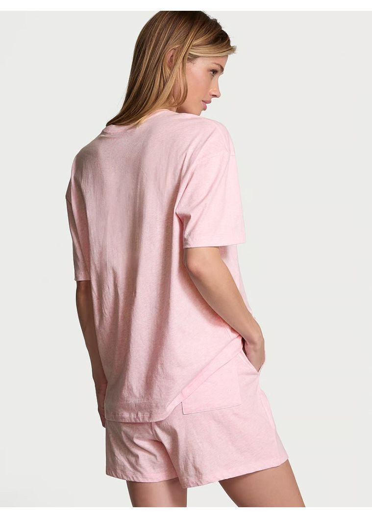 Світло-рожева піжама жіноча шорти і футболка 100% cotton short pajama set футболка + шорти Victoria's Secret