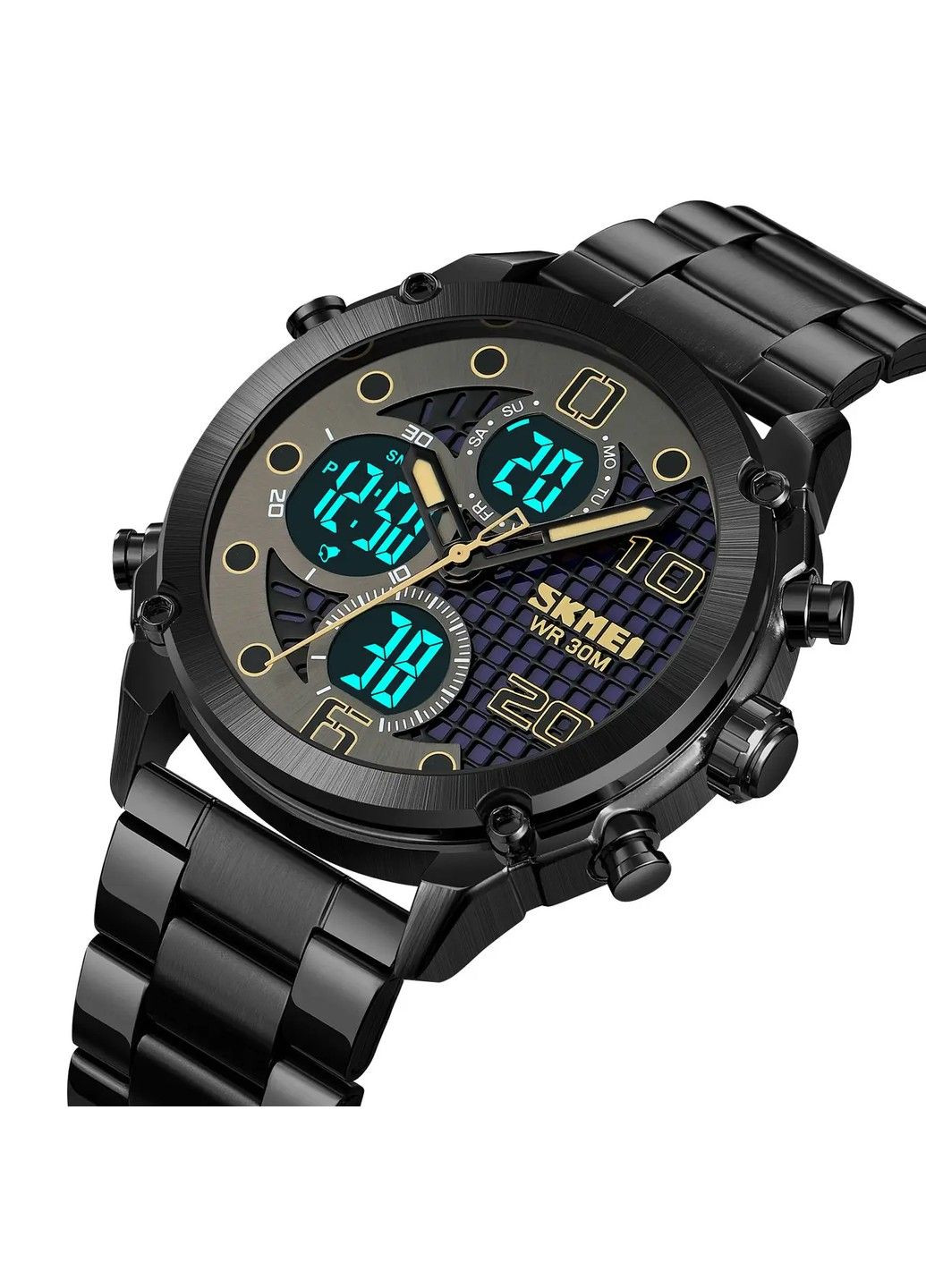 Чоловічий наручний годинник на сталевому браслеті 1975 (Чорний) Skmei (314483273)