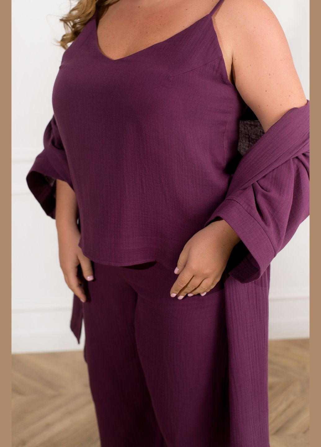 Фіолетова всесезон домашній бавовняний костюм 3-ка Minova