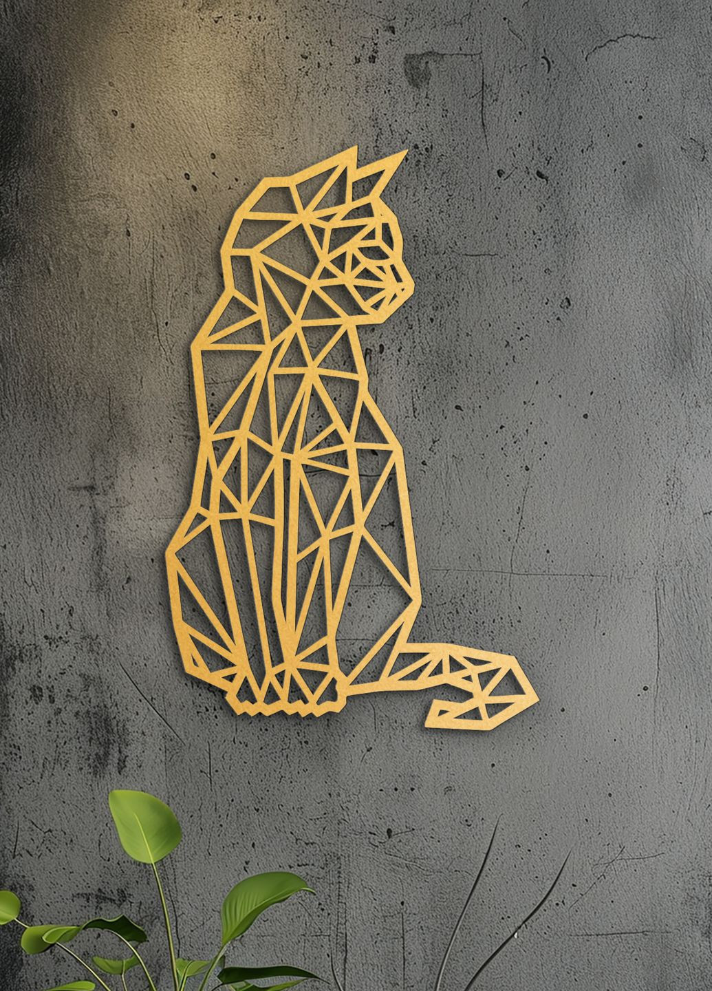 Декор для комнаты, интерьерная картина на стену "Геометрический кот", оригинальный подарок 40х25 см Woodyard (292112241)