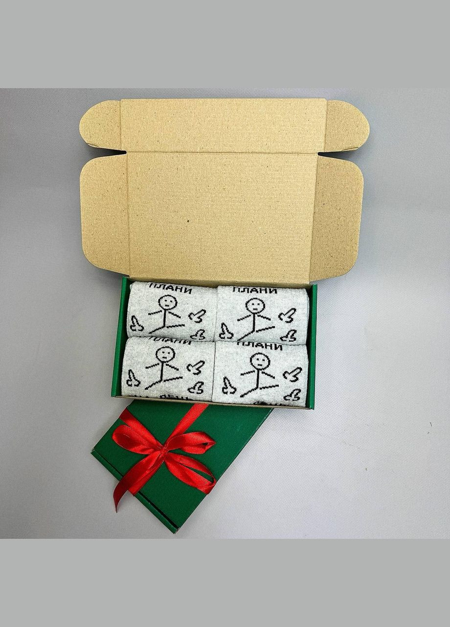 Комбинированные бокс мужских подарочных носков 40-45 на 4 пары серые Vakko (306424149)