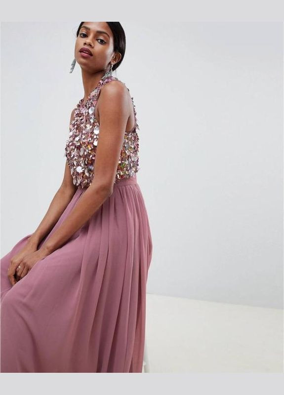 Темно-розовое платье макси с отделкой на топе Asos