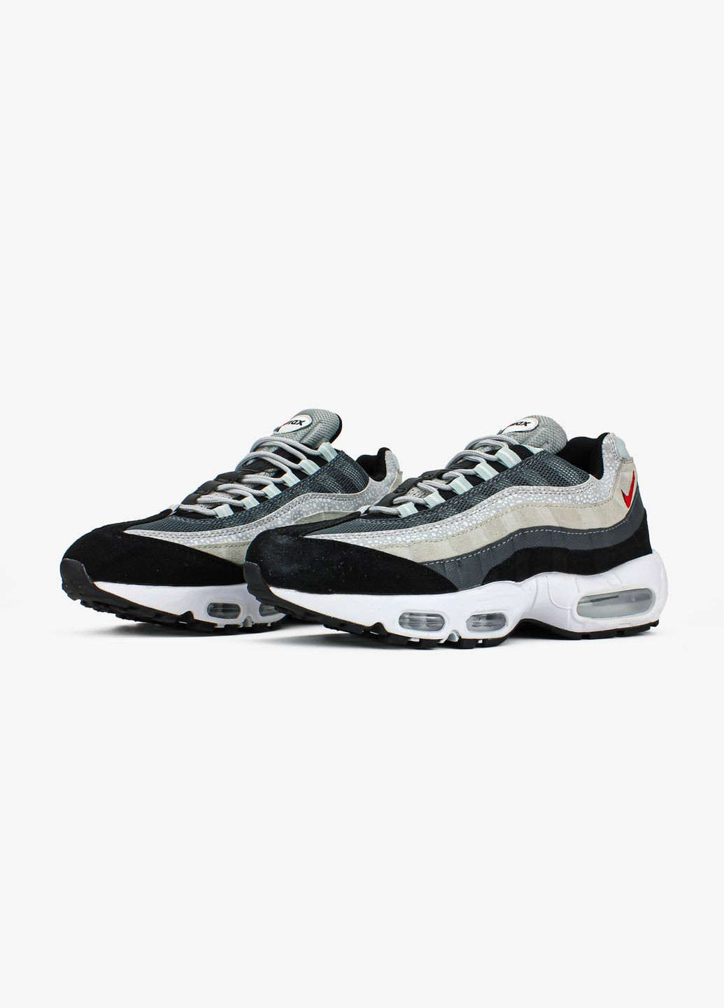 Серые всесезонные кроссовки мужские nike air max 95 gray black white | найк аир макс 95 серые черные белые No Brand