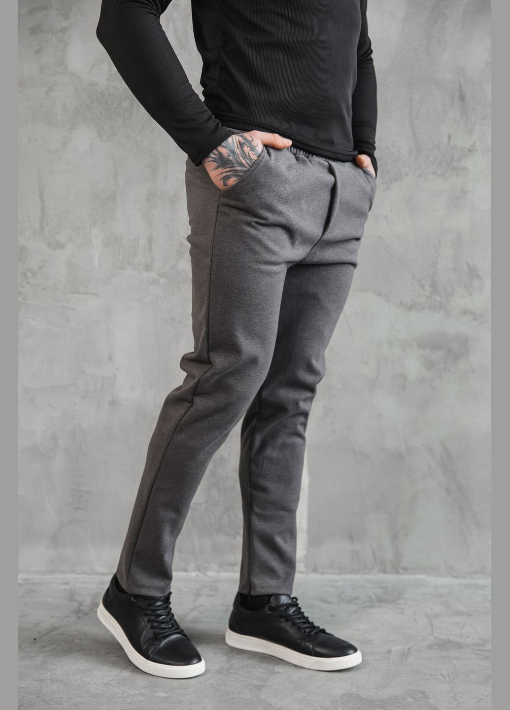 Графитовые классические, повседневный, кэжуал зимние брюки No Brand