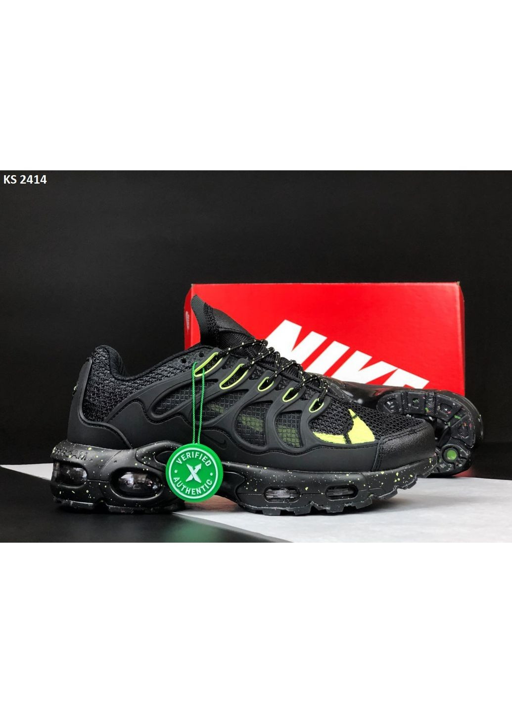 Чорні Осінні кросівки чоловічі nike air max tn terrascape plus black lime найк аір макс тн плюс No Brand