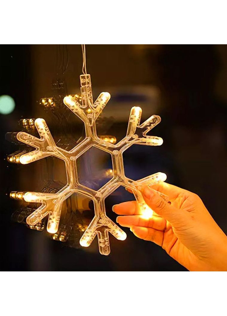 Новогодняя гирлянда-штора Снежинка и звездочка 3 м*80 см Теплый белый Гирлянда на 8 режимов No Brand (365815932)