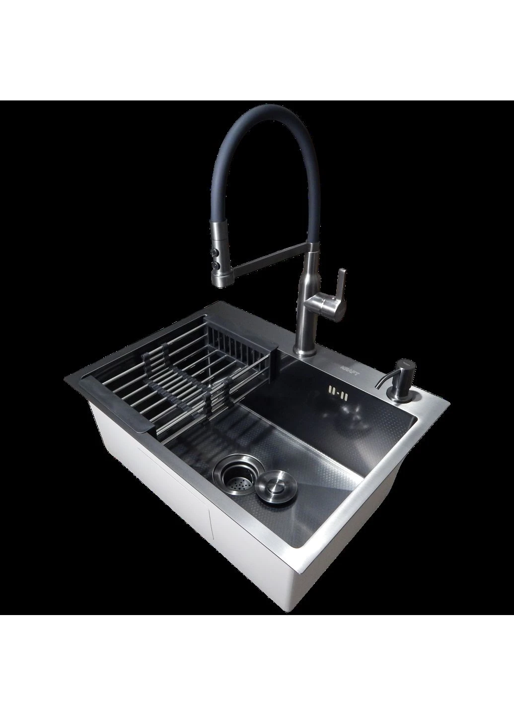 Комплект кухонной мойки NANO BLACK PVD HS60*45 (3.0/1.0 мм) декор Kraft (382686137)