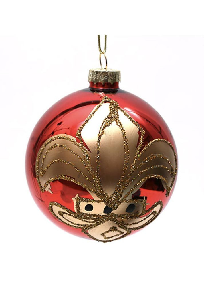 Кулі новорічні скляні 8 см набір 3 шт. (NY25-530), червоний з візерунками, прикраси на ялинку, ялинкові іграшки Flora (360639210)