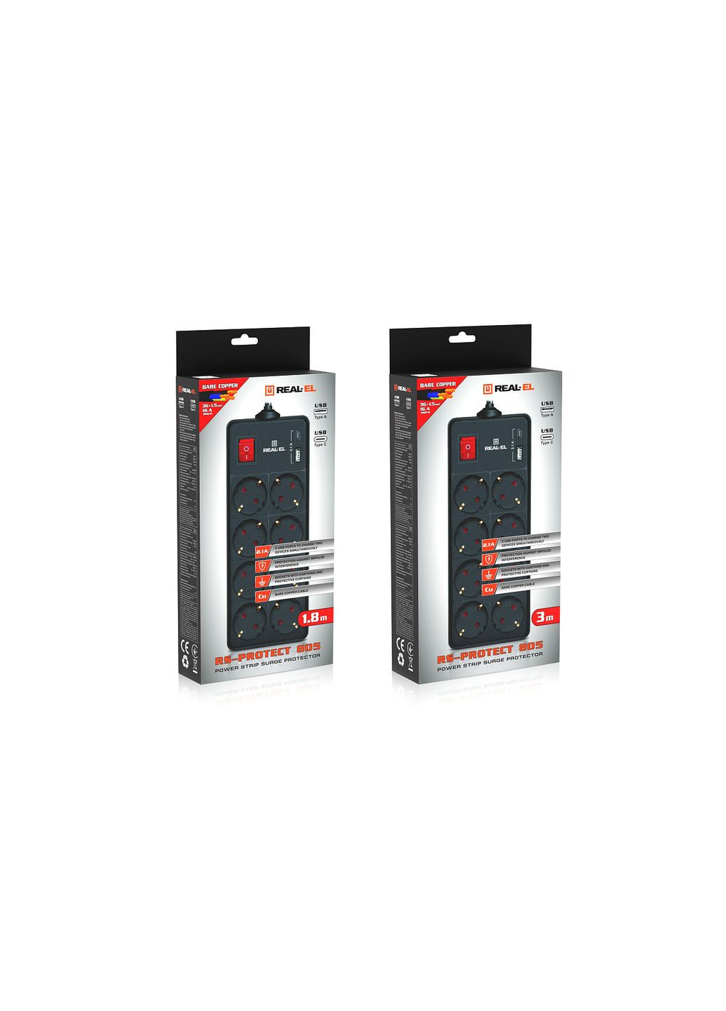 Фільтр живлення RS-Protect 805 3м Black (EL122300043) Real-El (370617032)