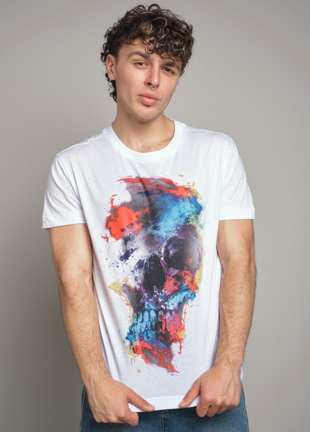 Белая мужская футболка с принтом 103312 Power