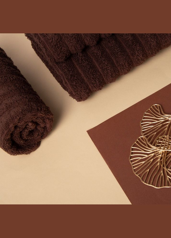 IDEIA рушник махровий 50х80 хвиля щільність 500 г/м2 бавовна шоколад коричневий виробництво - Узбекистан