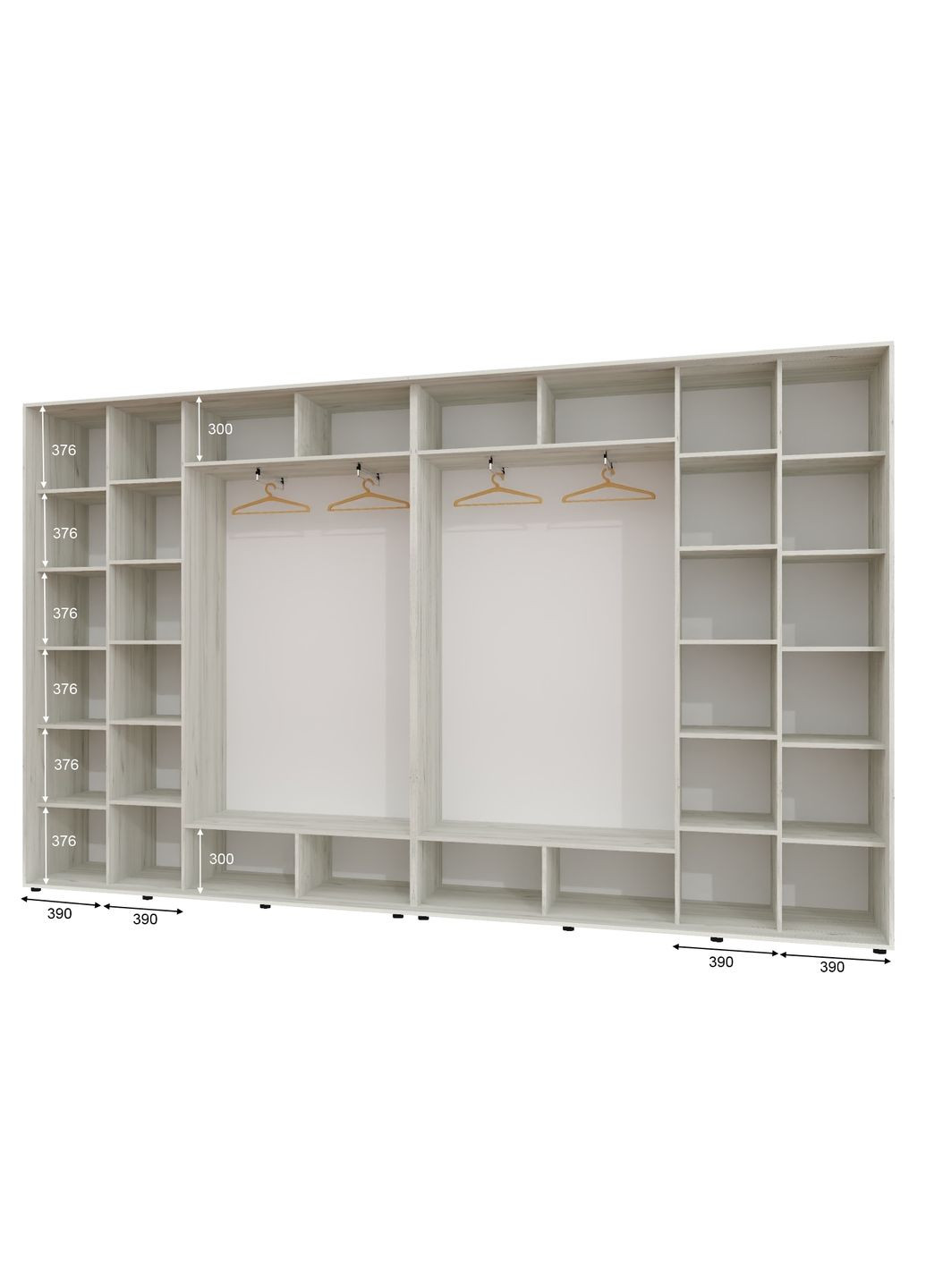 Шкаф-купе четырехдверный 420*45*250 Дуб крафт белый 2 Зеркала с пескоструйным рисунком/2 Зеркала Алекса (360452035)