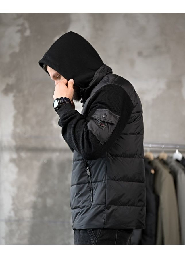 Чорна демісезонна демісезонна чоловіча куртка плащівка чорна No Brand