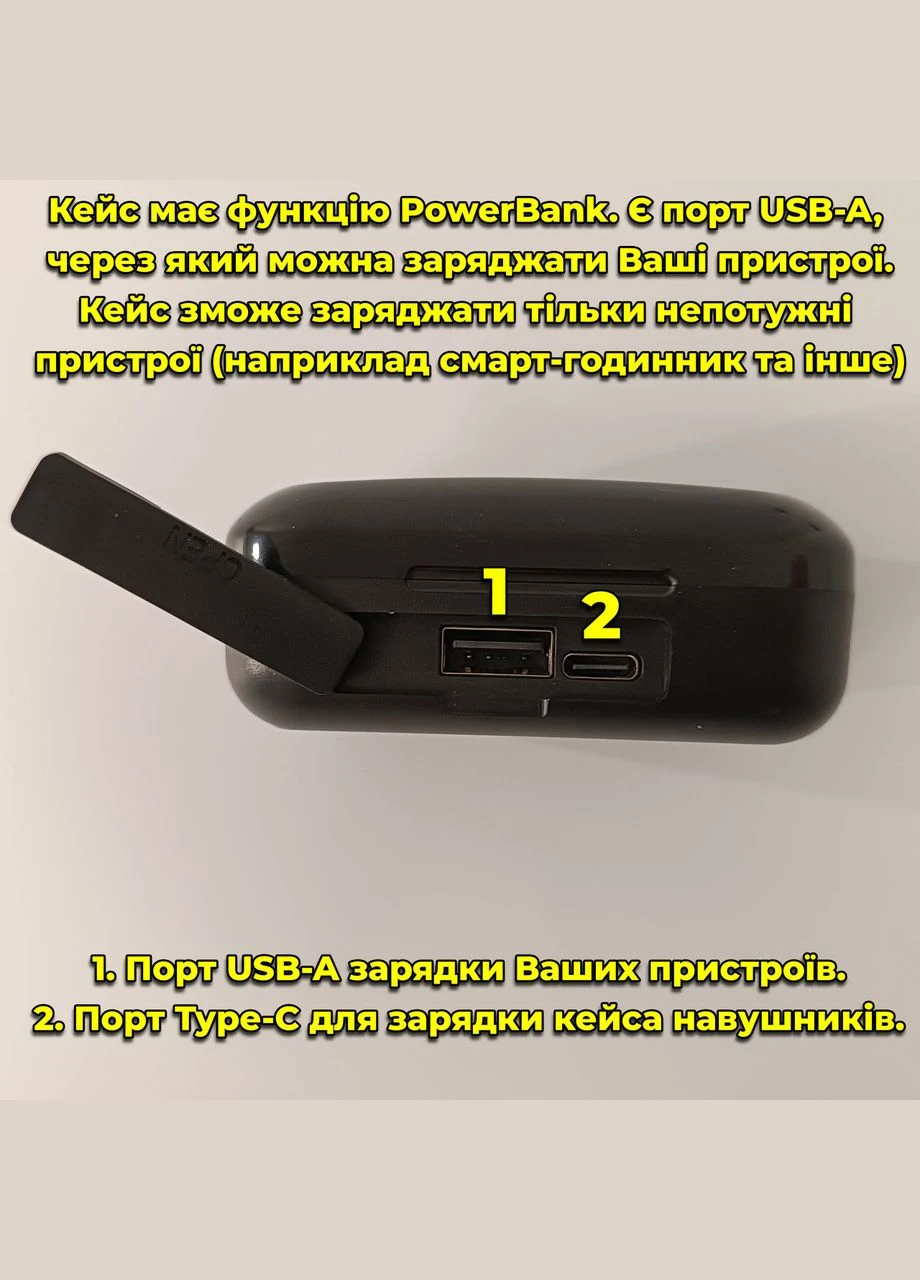 Бездротові навушники M100 чорні Bluetooth з функцією PowerBank No Brand (327433987)