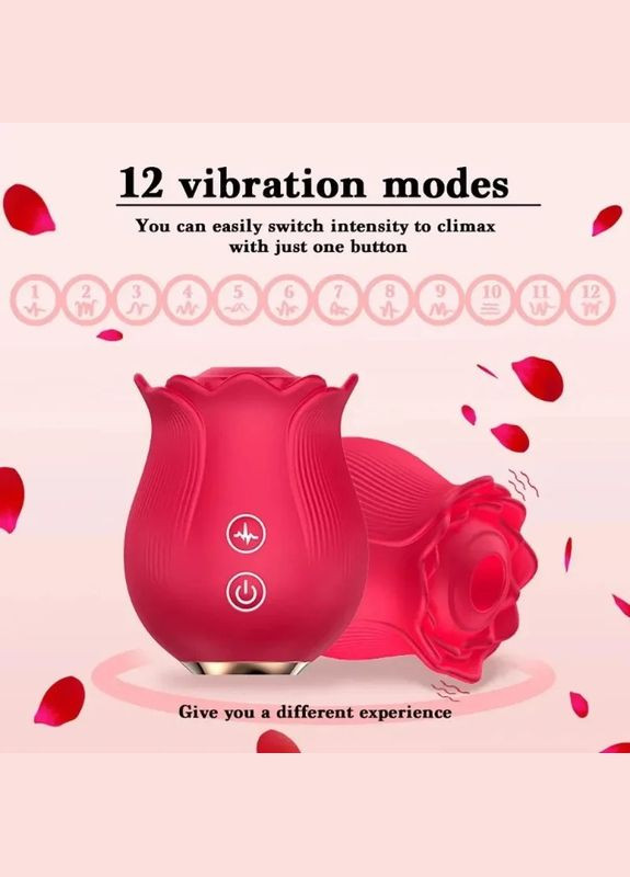 Вібратор Роза рожевий двосторонній стимулятор вакуумний для жінок No Brand (339092257)