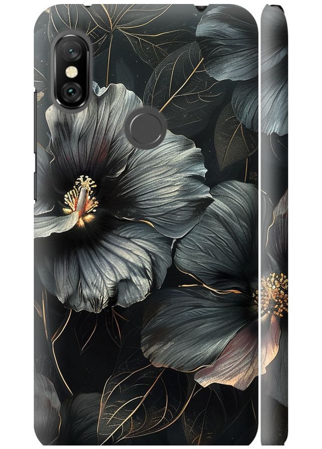 3D пластиковий матовий чохол 'Чорні квіти' для Endorphone Xiaomi Redmi Note 6 Pro (285118671)