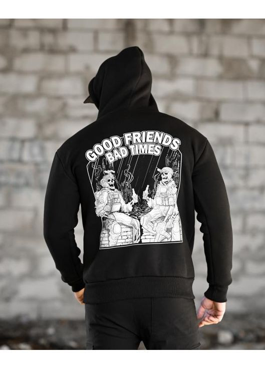 Тактичне чоловіче худі на флісі Good Friends чорне No Brand (366737691)