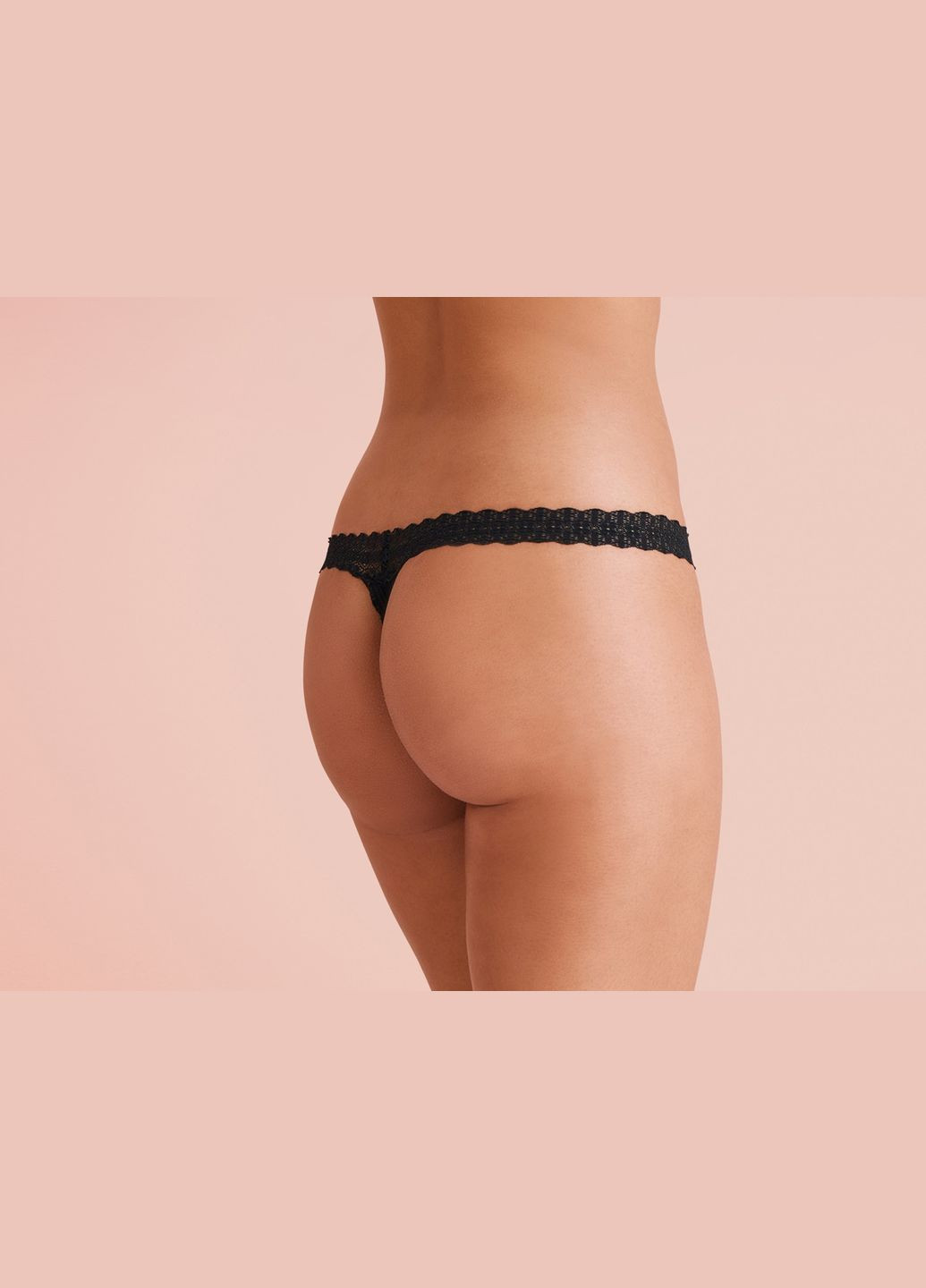 Трусики-стринги набір 5 шт. бавовняні мереживні для жінки LYCRA® 457286 чорний Esmara С эластичным поясом (346753213)